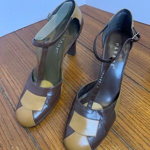 Size 9 Parade Brown and Tan Heels